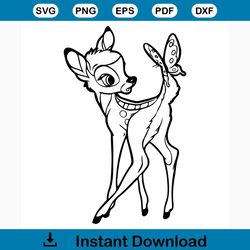 Bambi svg free, disney svg, deer svg, instant download, animal svg, shirt design, cartoon svg, silhouette cameo, free ve