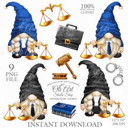 Lawyer Gnome Clip Art Png, Scales Of Justic, Gnome Images. Gnomes Graphics. Cute Gnom Instant Download. Digital Download