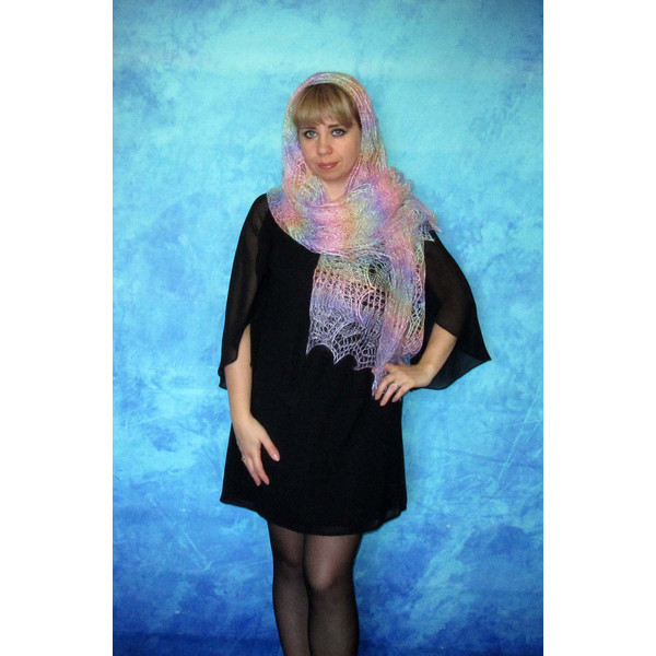 rainbow russian shawl, orenburg shawl, goat wool wrap, stole, gift for wife.JPG