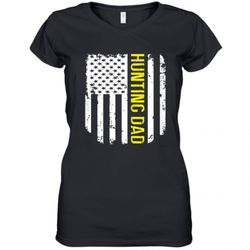 american flag proud hunting dad women&039s v-neck t-shirt