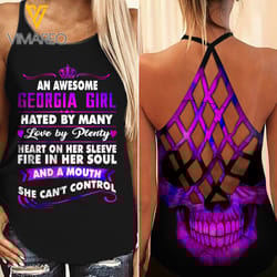 an awesome georgia girl criss-cross open back camisole tank top