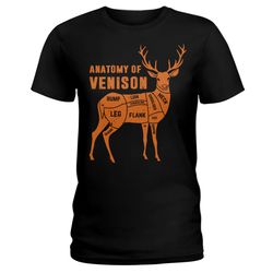 anatomy of venison cut deer hunting shirt, cool hunter ladies t-shirt