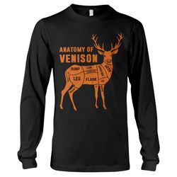 anatomy of venison cut deer hunting shirt, cool hunter long sleeve t-shirt