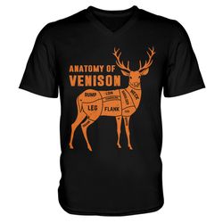 anatomy of venison cut deer hunting shirt, cool hunter unisex v-neck t-shirt