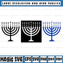 menorah candle svg, menorah silhouette svg, menorah cut file, hanukkah svg, digital download, menorah dxf, pdf, png, eps
