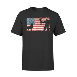 archery hunting bow hunting bow hunter american flag premium t-shirt