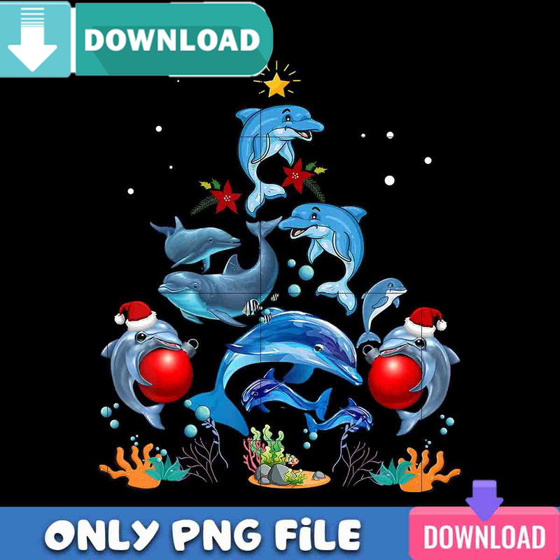 Dolphin Christmas Tree PNG Best Files Design Download.jpg