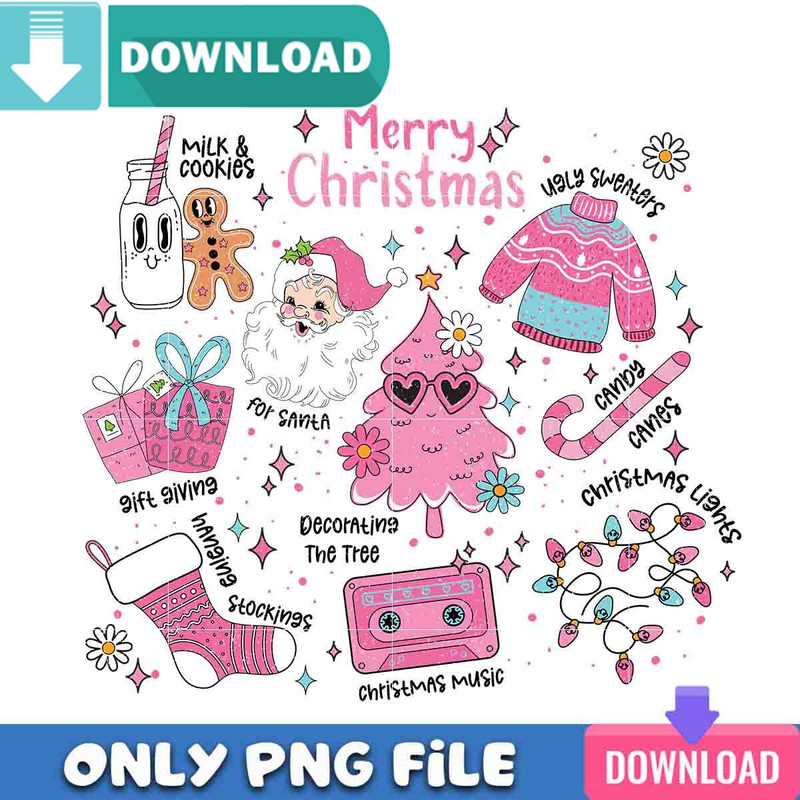 Merry Christmas Sticker Pink Png Best Files Design Download.jpg