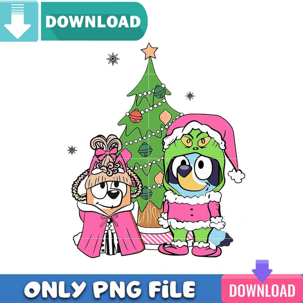 Pink Bluey Santa PNG Perfect Sublimation Design Download.jpg