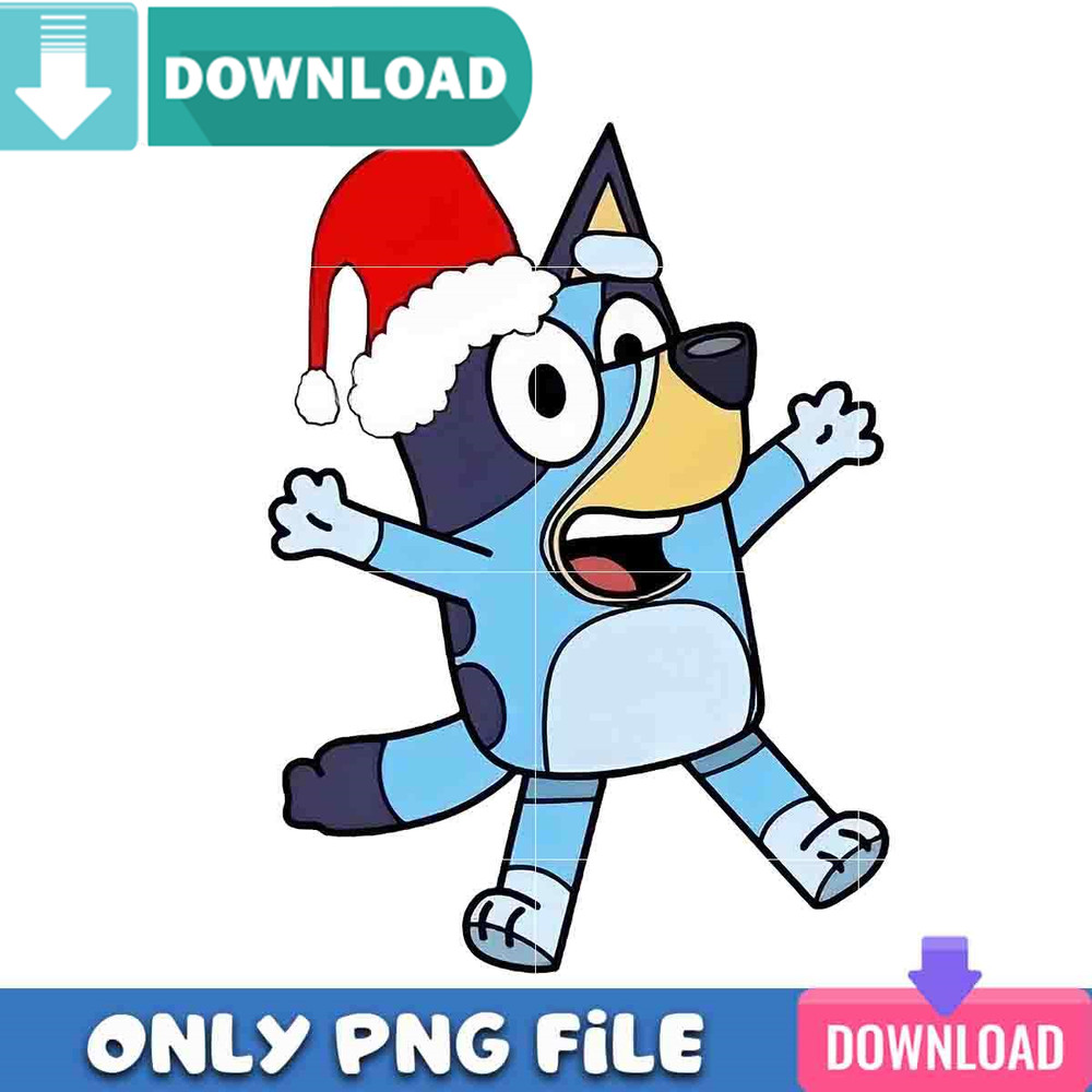 Bluey Santa Hat PNG Perfect Sublimation Design Download.jpg