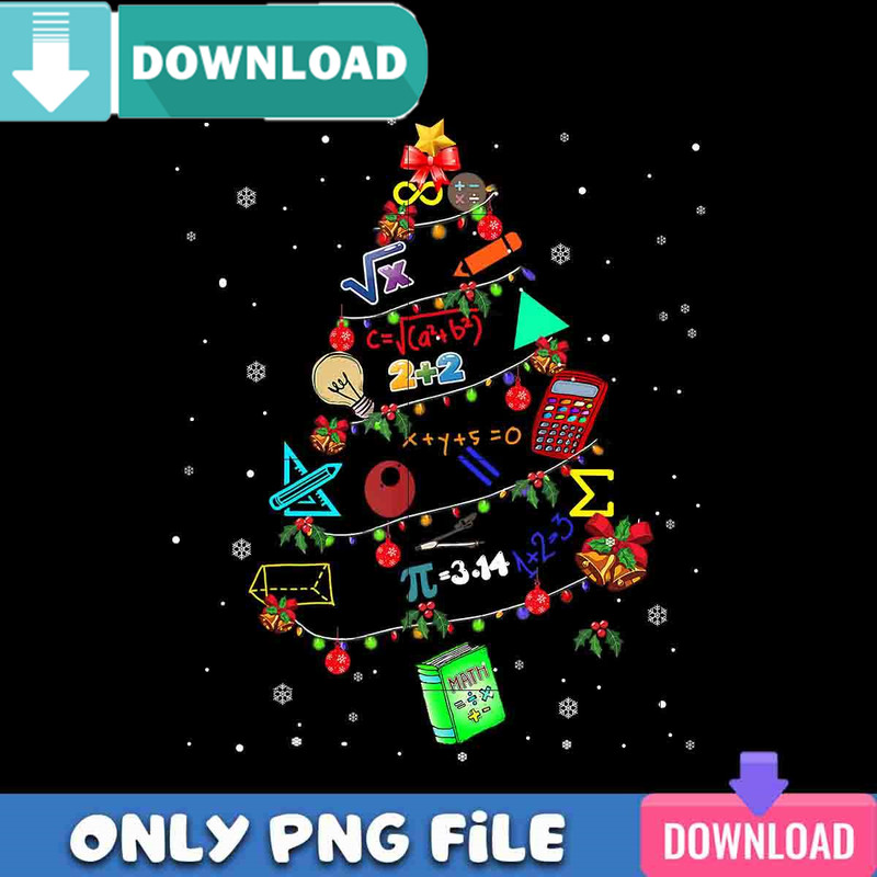 Cute Math Christmas Tree PNG Perfect Sublimation Design Download.jpg