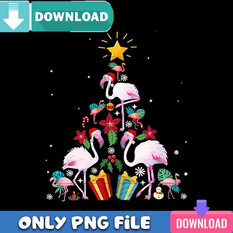 Flamingo Christmas Tree PNG Perfect Files Design Download.jpg