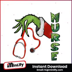 Retro Grinch Nurse Stethoscope PNG Sublimation Download