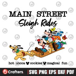 Funny Main Street Sleigh Rides Disney Characters SVG File