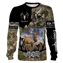 grim reaper elk hunting realtree camo custom name 3d full print shirt, hoodie, sweatshirt &8211 personalized hunting gif
