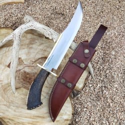 custom handmade stainless steel bowie knife with stag handle, hunting knife, best gift, birthday gift, gift for him