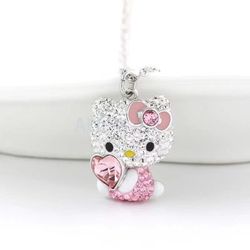 Kawaii Animal Cartoon Hello Kitty Sweet and Lovely Small Luxury Fashion Multi-diamond Jewelry Craft Collarbone Necklace