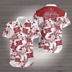 miller high life hawaiian shirt white men women beach wear short sleeve hawaii shirt