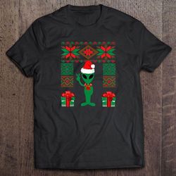 alien christmas space ufo present peace sign santa hat shirt