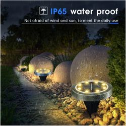 Solar Powered Ground Lights IP65 Waterproof Outdoor LED Disk Lights for Garden Non-Slip Landscape Path Lighting for Pati