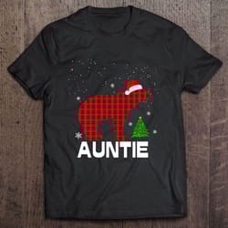 auntie bear red plaid bear christmas shirt
