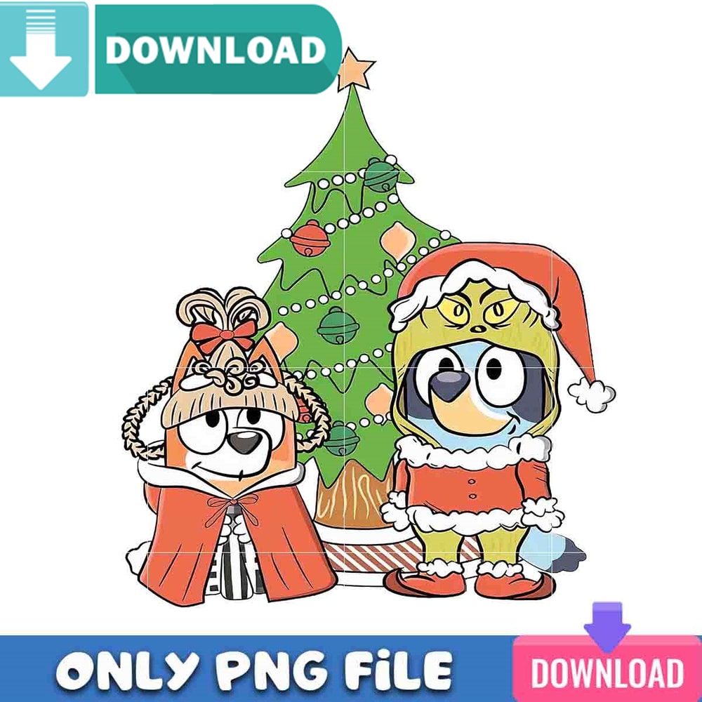 Bluey And Friend In Grinch Vibes PNG Perfect Sublimation Design.jpg