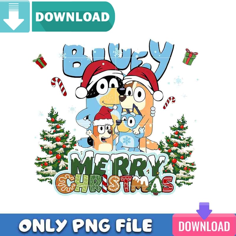 Bluey Family Christmas Holiday PNG Perfect Sublimation Design.jpg