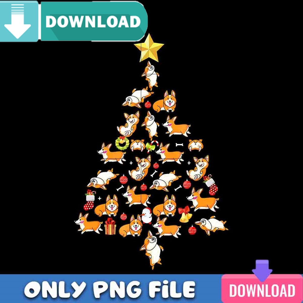Corgi Christmas Tree PNG Perfect Sublimation Design Download.jpg