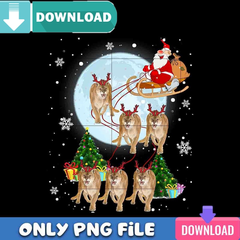 Cougar Reindeer Christmas PNG Perfect Sublimation Design Download.jpg