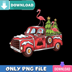 flamingo riding christmas tree truck png best files design