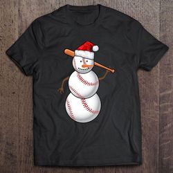 baseball snowman funny christmas tee t-shirt