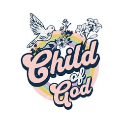 christian png design, child of god png, trendy christian design png, retro kids shirt design, groovy floral quote, trend