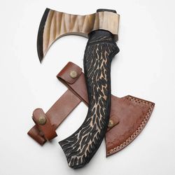custom handmade forged carbon steel viking hatchet tomahawk outdoor axe