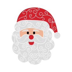 christmas santa face svg, swirly santa face svg silhouette & cricut cut files, clip art, tshirt