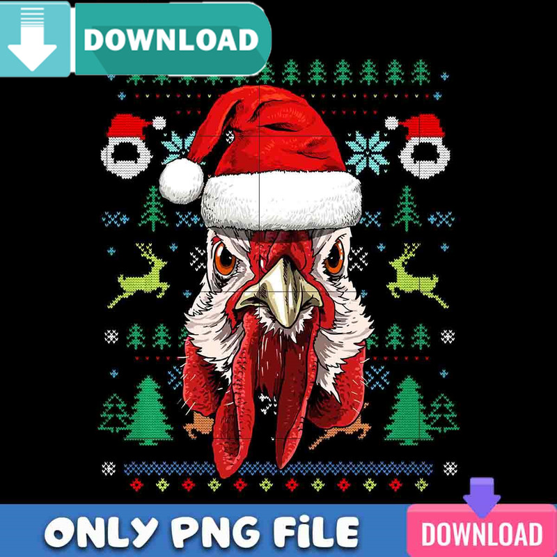 Chicken Santa Hat PNG Perfect Sublimation Design Download.jpg