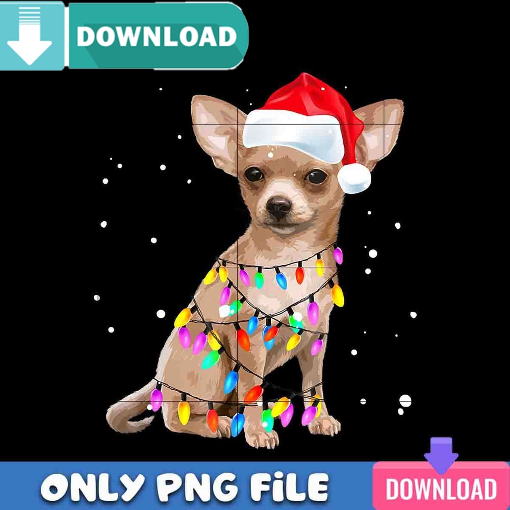 Christmas Light Chihuahua With Santa Png Best Files Design.jpg