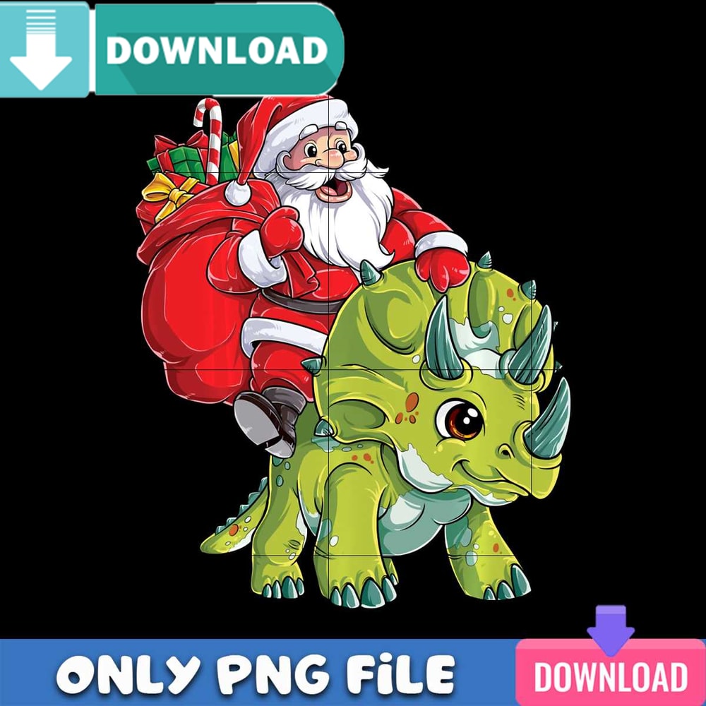 Santa Riding Triceratops Png Best Files Design Download.jpg