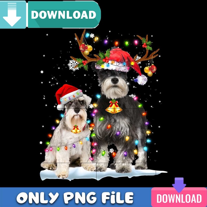 Schnauzer Reindeer Santa Hat PNG Perfect Sublimation Design Download.jpg