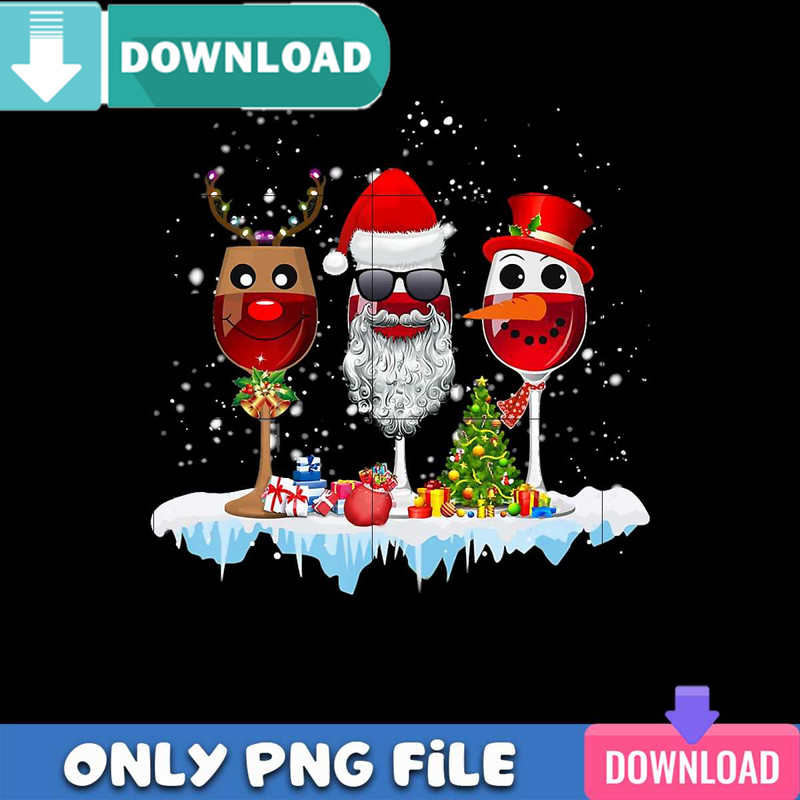 Three Glasses of Wine Christmas Lights PNG Best Files Design.jpg