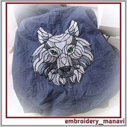Machine embroidery design photo stitch Wolf