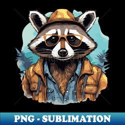 Raccoon in Brown Jacket and Blue Shirt - Exclusive PNG Sublimation Download - Unlock Vibrant Sublimation Designs