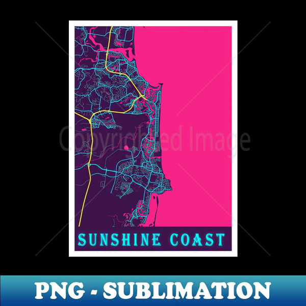 Sunshine Coast Neon City Map - PNG Transparent Sublimation F - Inspire ...
