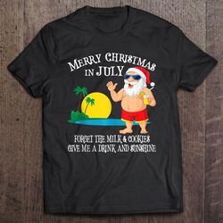 christmas in july pool party santa men women vacation gift tank top shirt