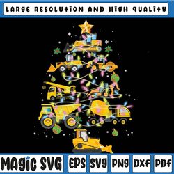 construction excavator christmas tree png, christmas crane truck -truck christmas png - boys christmas png sublimation d