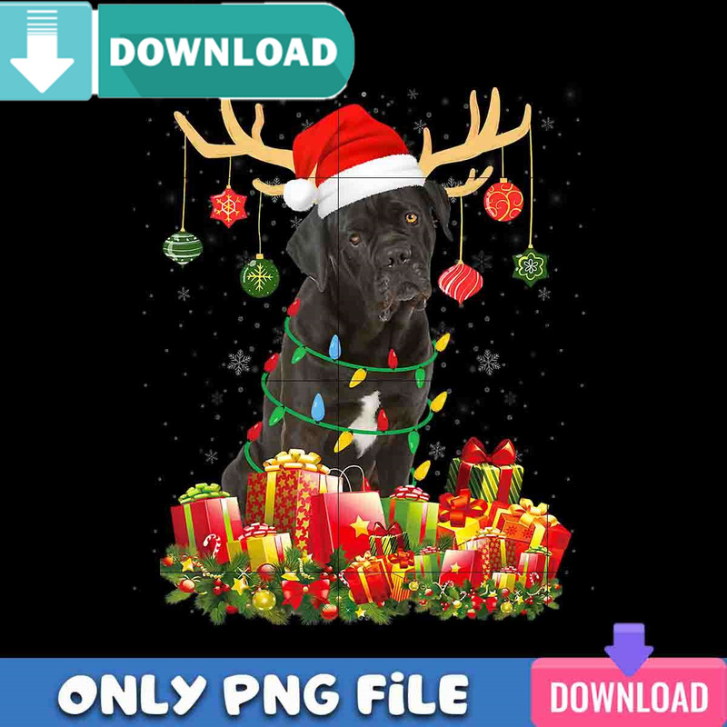 Cane Corso Dog Reindeer Santa Hat PNG Perfect Sublimation Design.jpg