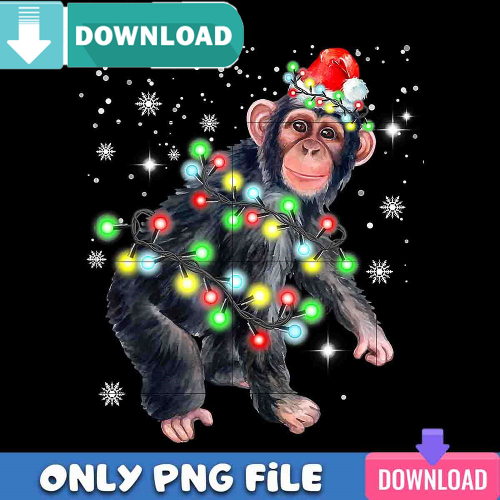 Chimpanzee Monkey Christmas PNG Perfect Sublimation Design Download.jpg