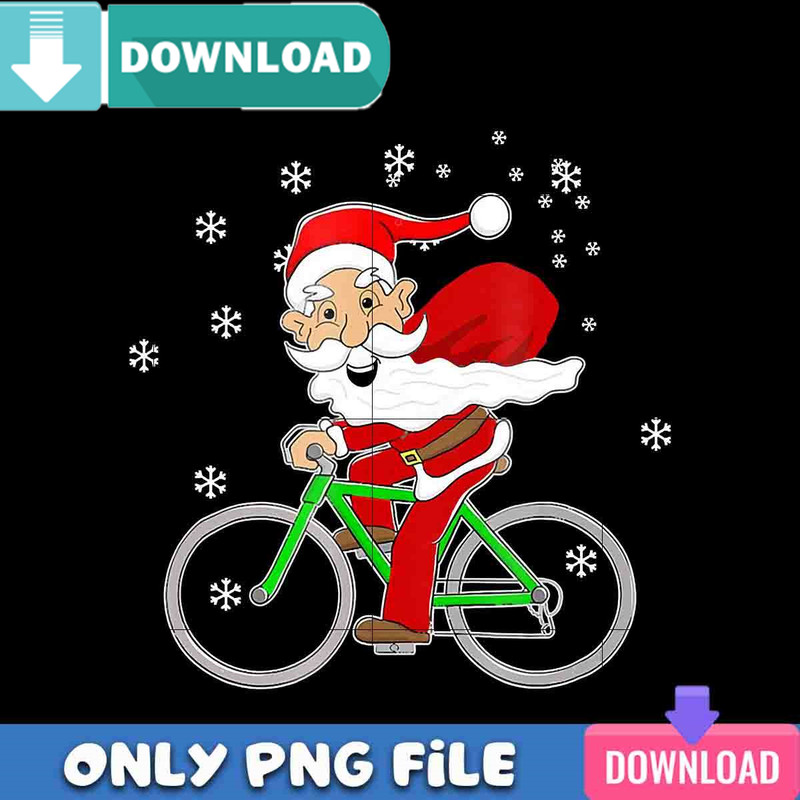Christmas Santa Riding On Bicycle Png Best Files Design.jpg