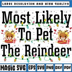 most likely to family christmas png, funny christmas png, most likely to pet the rainder png, family christmas png, digi