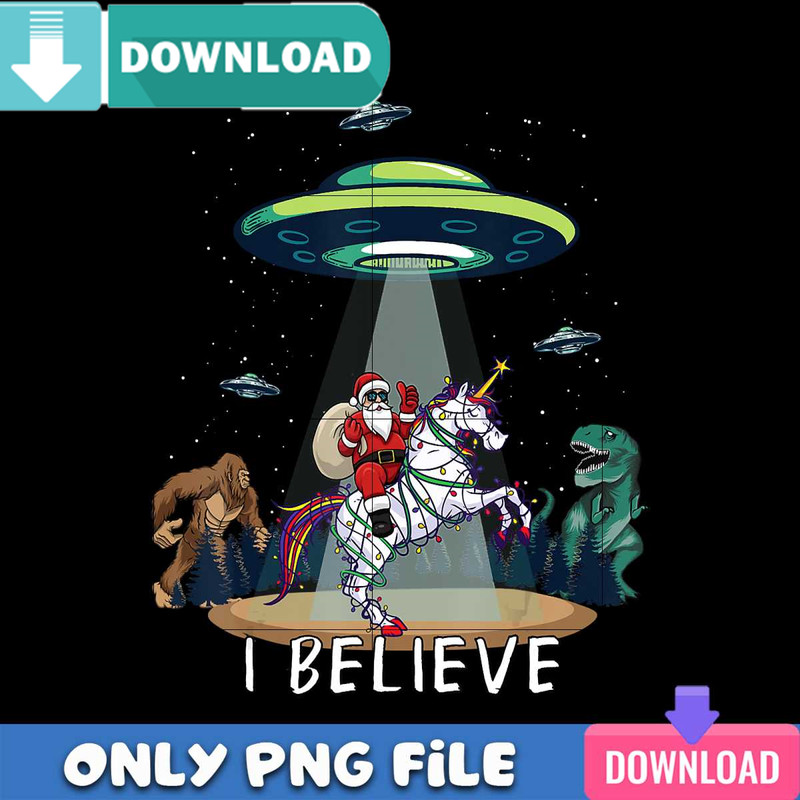 Santa Riding Unicorn Bigfoot Png Best Files Design Download.jpg