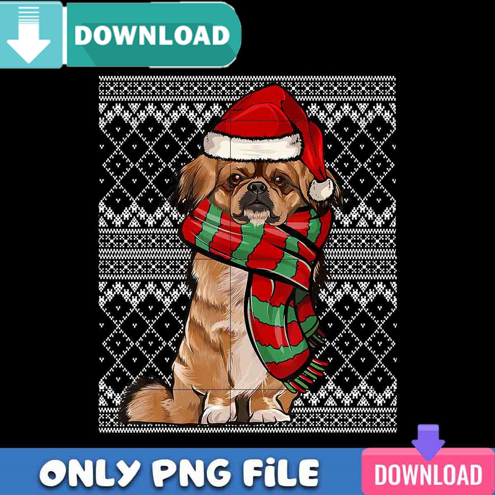 Xmas Pekingese Santa Claus Hat Png Best Files Design.jpg